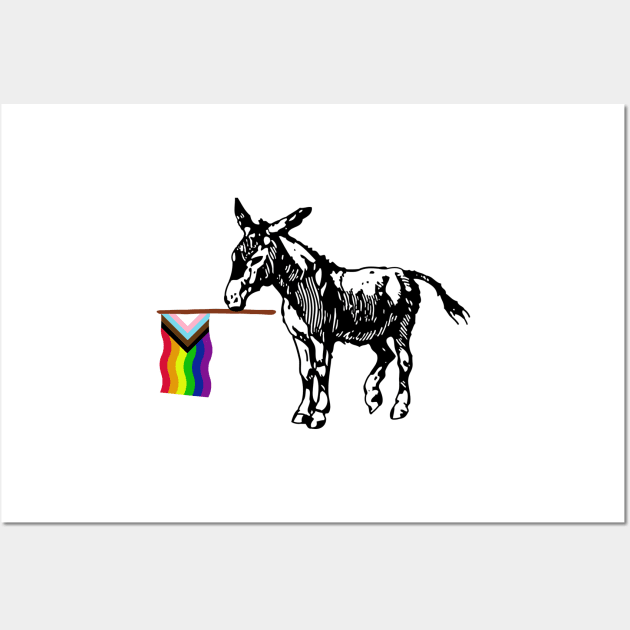 Progressive Pride Inclusive Flag Democratic Donkey Wall Art by Little Duck Designs